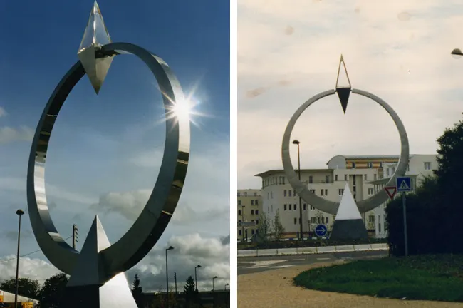 « Alliance », sculpture monumentale en granit et acier inoxydable — Guyancourt